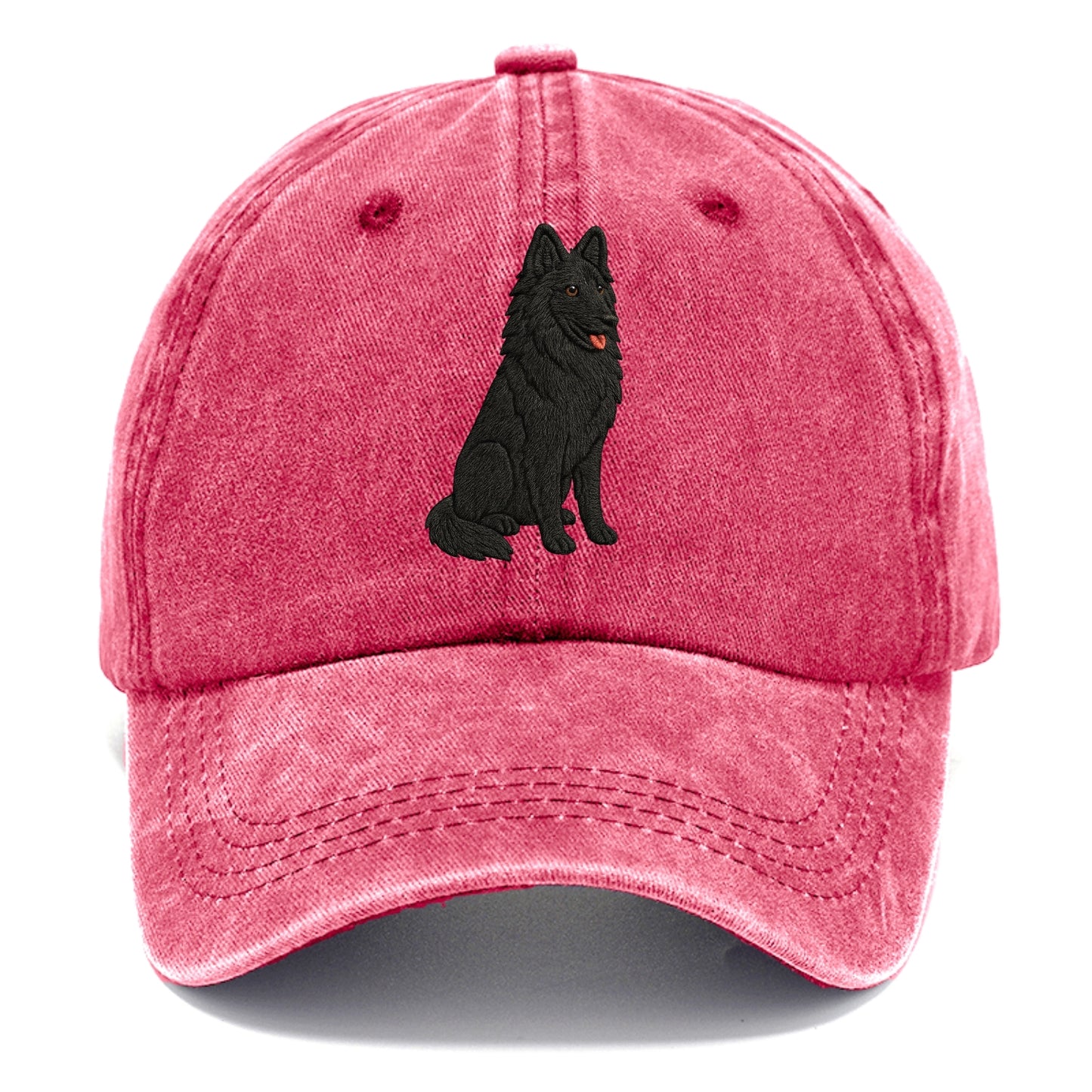 Belgian Sheepdog - Black long-haired embroidered pose - Classic Cap - Pomegranate Blush(Pink)