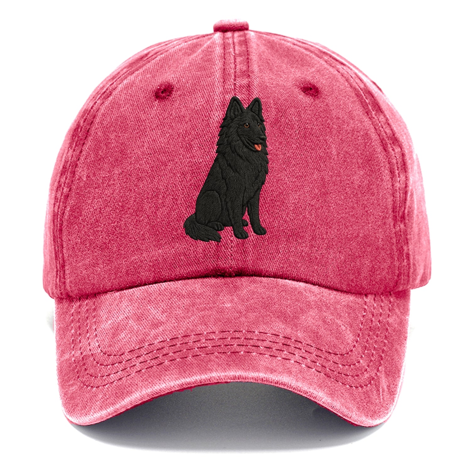 Belgian Sheepdog - Black long-haired embroidered pose - Classic Cap - Pomegranate Blush(Pink)