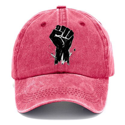Raised fist in bold black ink brushstrokes - symbol of solidarity and resistance - Classic Cap - Pomegranate Blush(Pink)