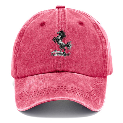 WILD STALLION | Powerful stallion rearing up | Windswept mane and tail | Mountain - Classic Cap - Pomegranate Blush(Pink)