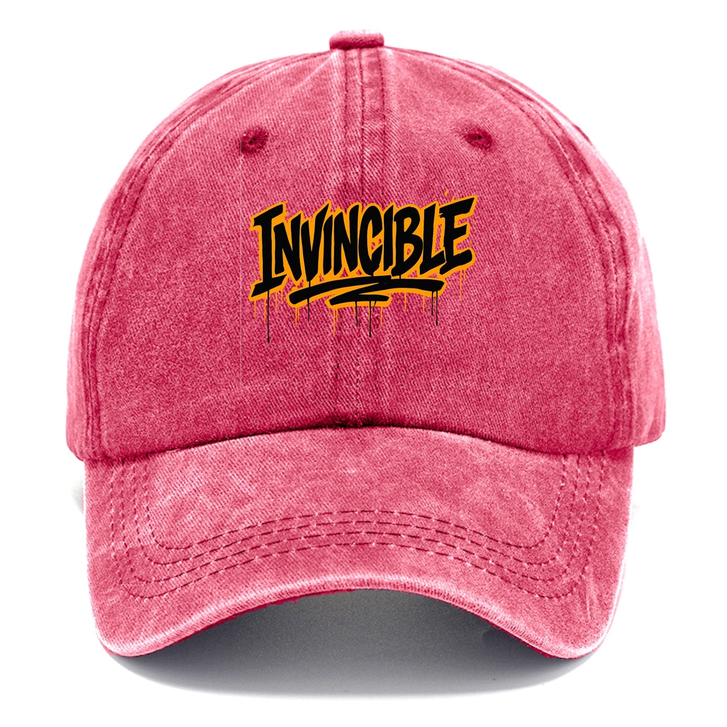Bold typography design - "INVINCIBLE" - cannot be defeated, unconquerable - Classic Cap - Pomegranate Blush(Pink)