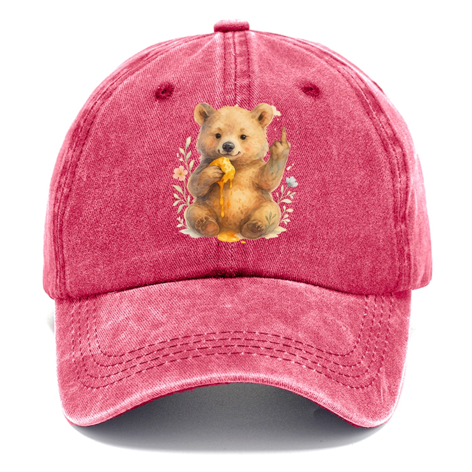 chubby bear cub eating dripping honey, sticky paw up with middle finger - Classic Cap - Pomegranate Blush(Pink)