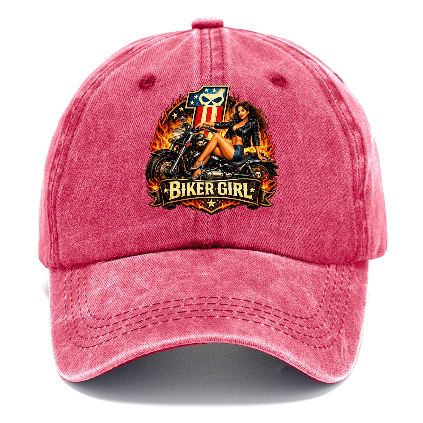 Vintage Biker Pin Up - Classic Cap - Pomegranate Blush(Pink)