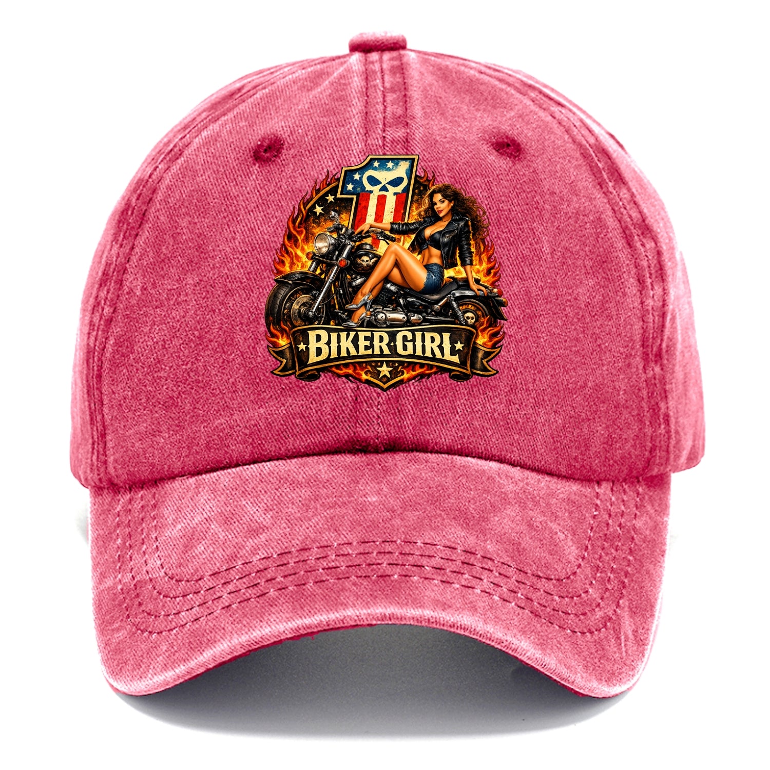 Vintage Biker Pin Up - Classic Cap - Pomegranate Blush(Pink)