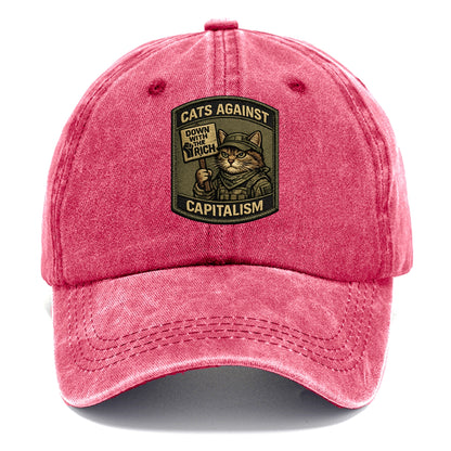 CATS AGAINST CAPITALISM - cat with protest sign in red , political cat - Classic Cap - Pomegranate Blush(Pink)