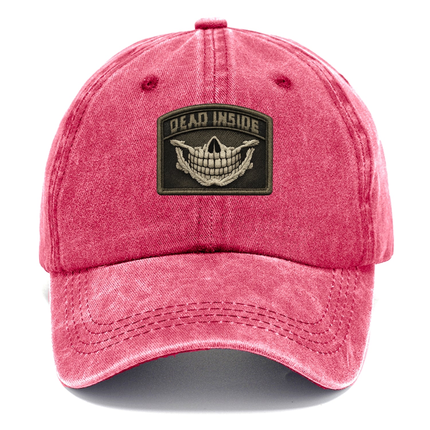 DEAD INSIDE SMILE - skeleton smile in white , dark humor - Classic Cap - Pomegranate Blush(Pink)