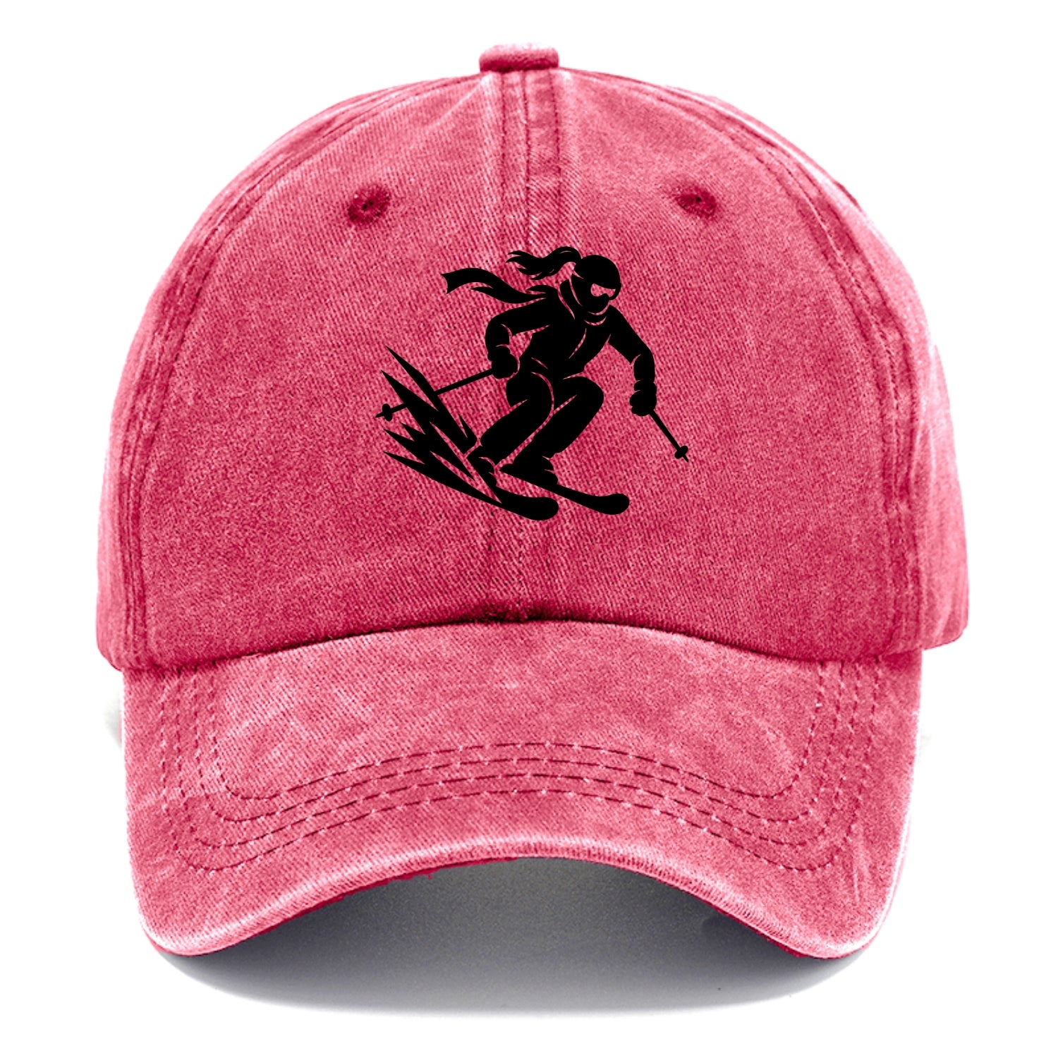 Skier carving down snowy slope - Classic Cap - Pomegranate Blush(Pink)