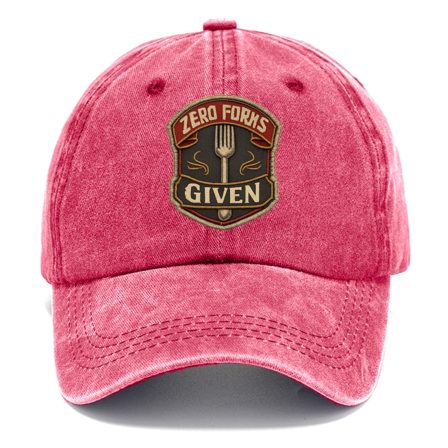 ZERO FORKS GIVEN - fork with text in silver , no cares attitude - Classic Cap - Pomegranate Blush(Pink)