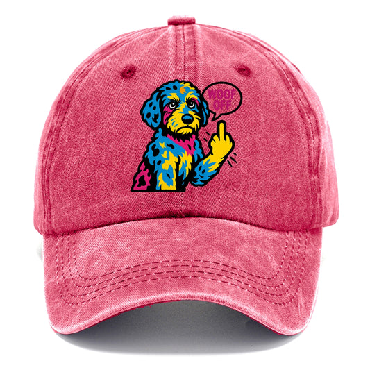 Aussiedoodle with merle patches and curly coat, playful smart paw raised - Classic Cap - Pomegranate Blush(Pink)