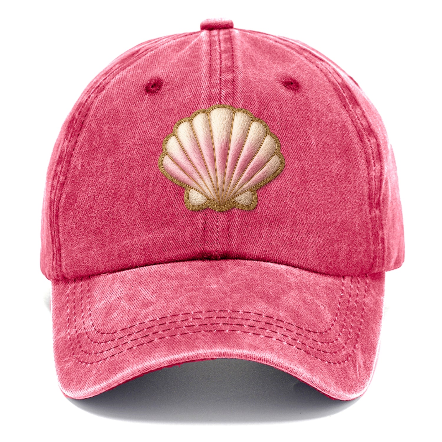 SEASHELL SCALLOP - scallop shell in cream and pink , beach - Classic Cap - Pomegranate Blush(Pink)