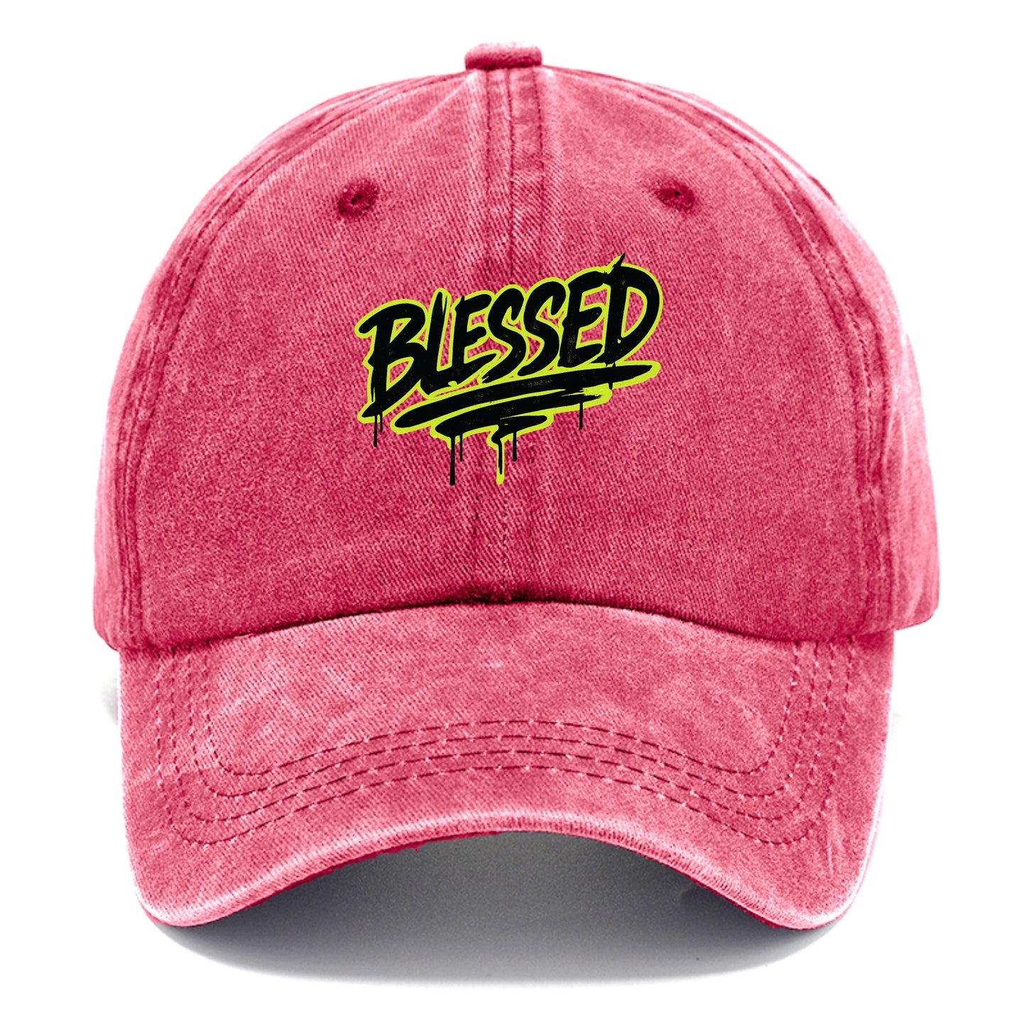 Bold typography design - "BLESSED" - recognizing good fortune, abundance - Classic Cap - Pomegranate Blush(Pink)