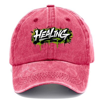 Bold typography design - "HEALING" - in recovery, getting better - Classic Cap - Pomegranate Blush(Pink)