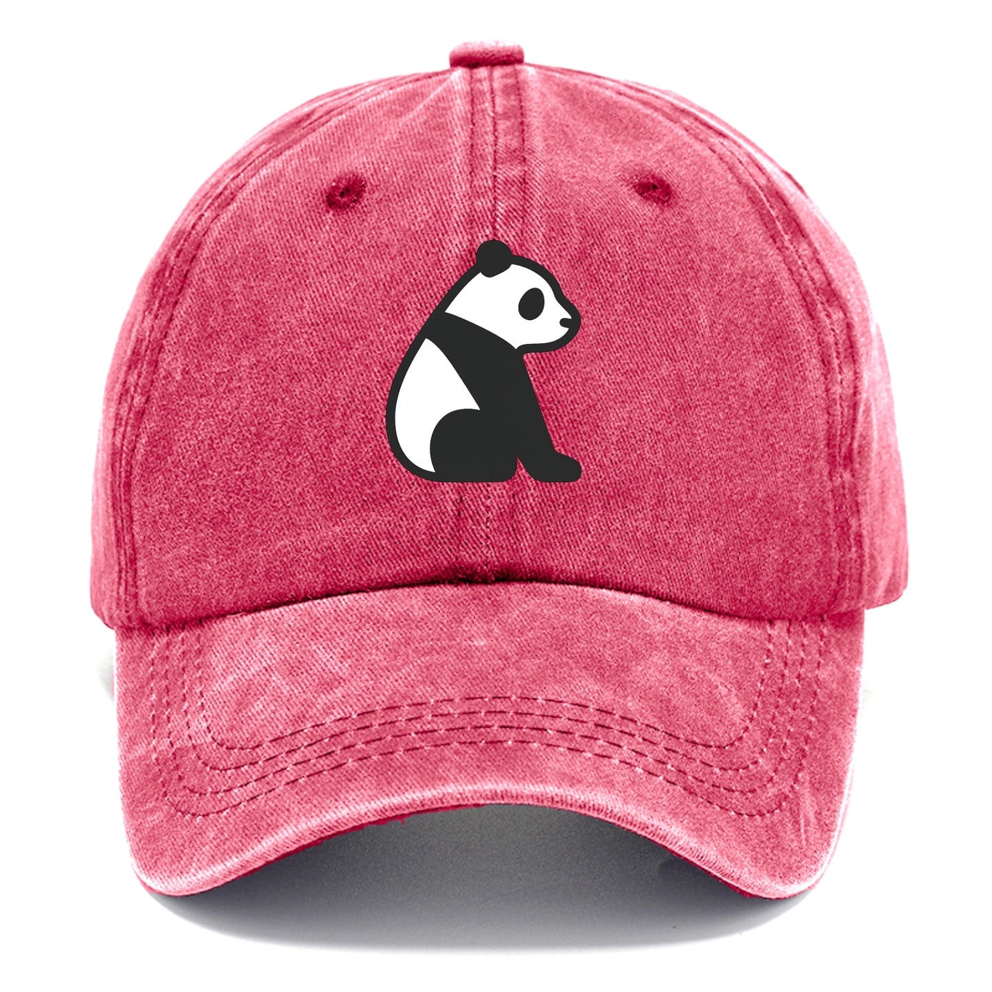 Panda - Black and white sitting pose flat side profile - Classic Cap - Pomegranate Blush(Pink)