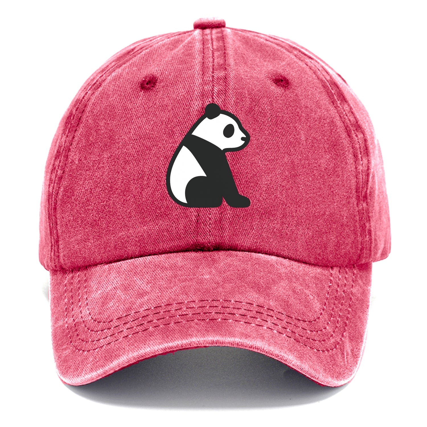 Panda - Black and white sitting pose flat side profile - Classic Cap - Pomegranate Blush(Pink)