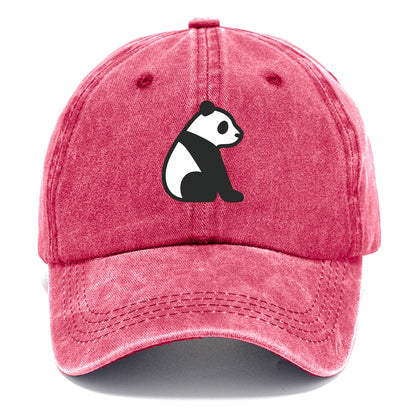 Panda - Black and white sitting pose flat side profile - Classic Cap - Pomegranate Blush(Pink)