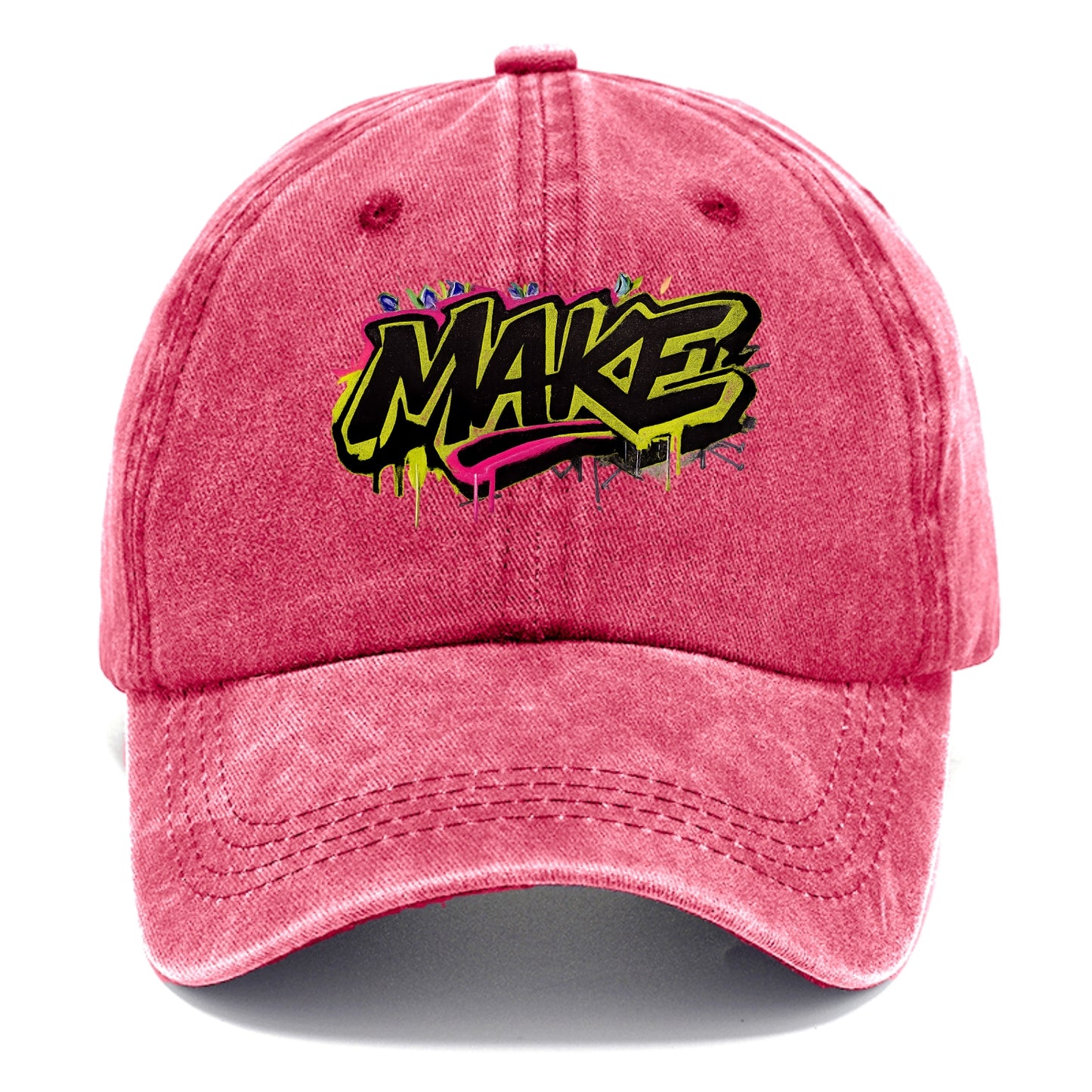 Bold typography design - "MAKE" - creating, producing, doing - Classic Cap - Pomegranate Blush(Pink)