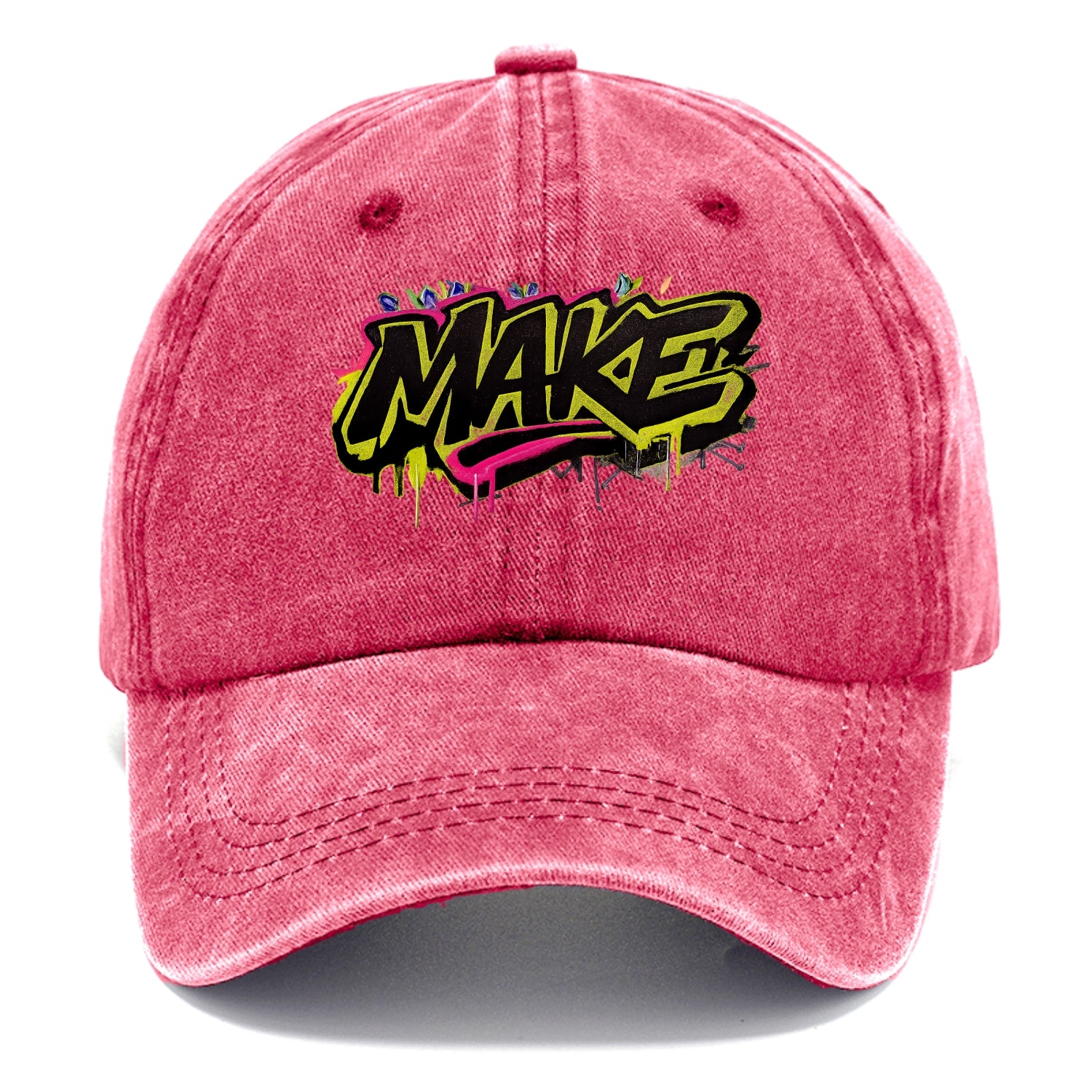 Bold typography design - "MAKE" - creating, producing, doing - Classic Cap - Pomegranate Blush(Pink)