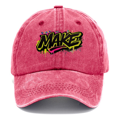 Bold typography design - "MAKE" - creating, producing, doing - Classic Cap - Pomegranate Blush(Pink)