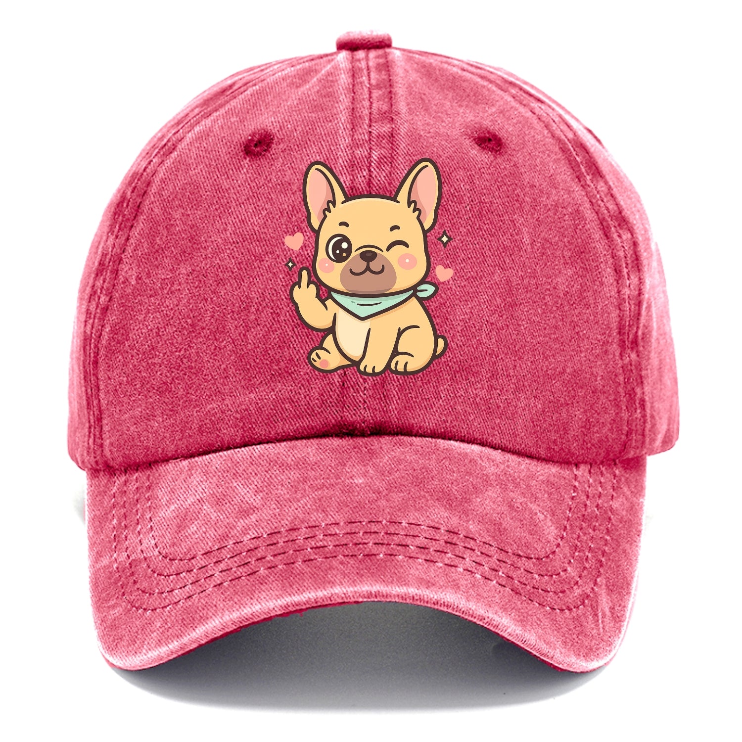 French Bulldog sitting with bat ears up, strong paw with sass - Classic Cap - Pomegranate Blush(Pink)