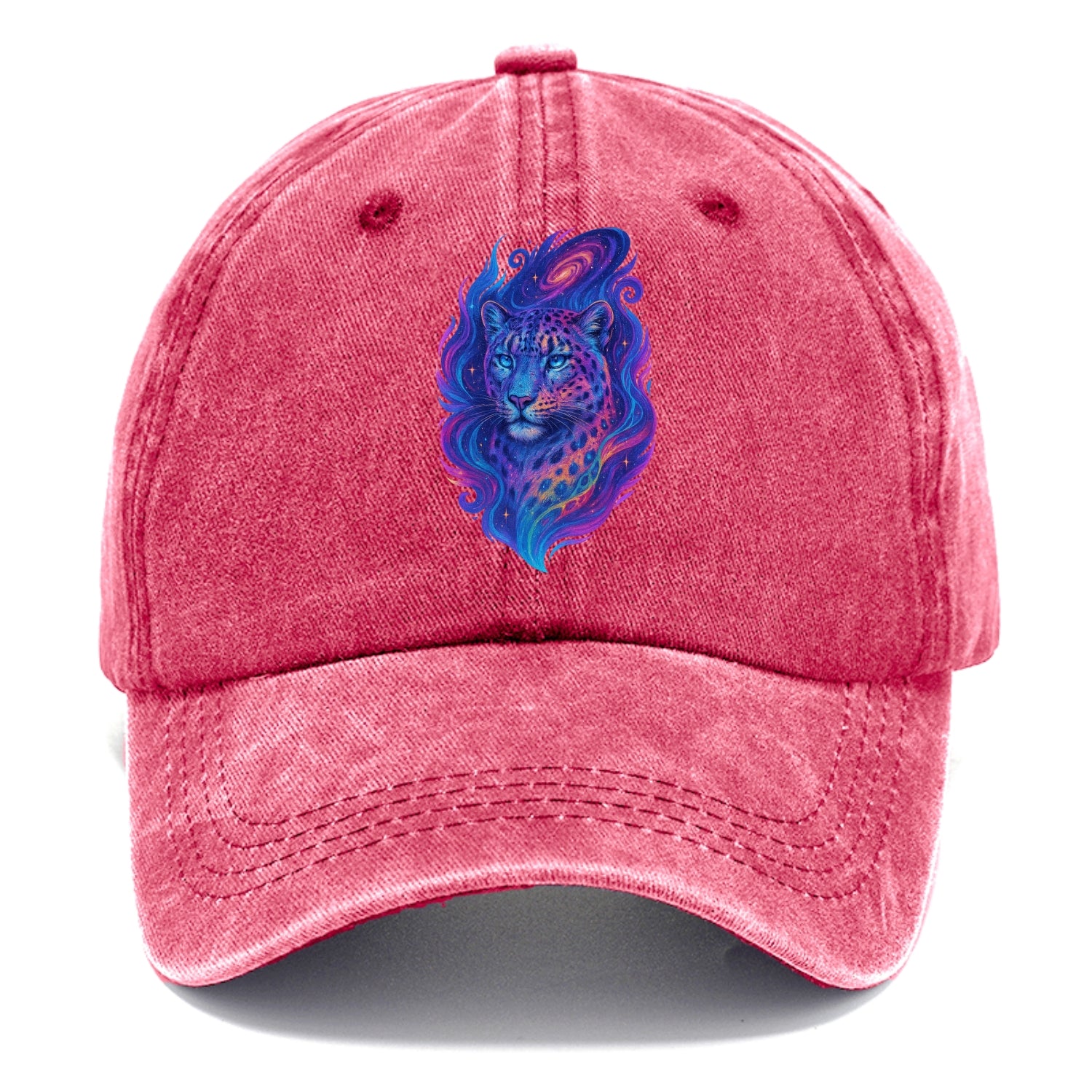 Majestic snow leopard with rainbow gradient spots, crystalline flowing patterns, - Classic Cap - Pomegranate Blush(Pink)