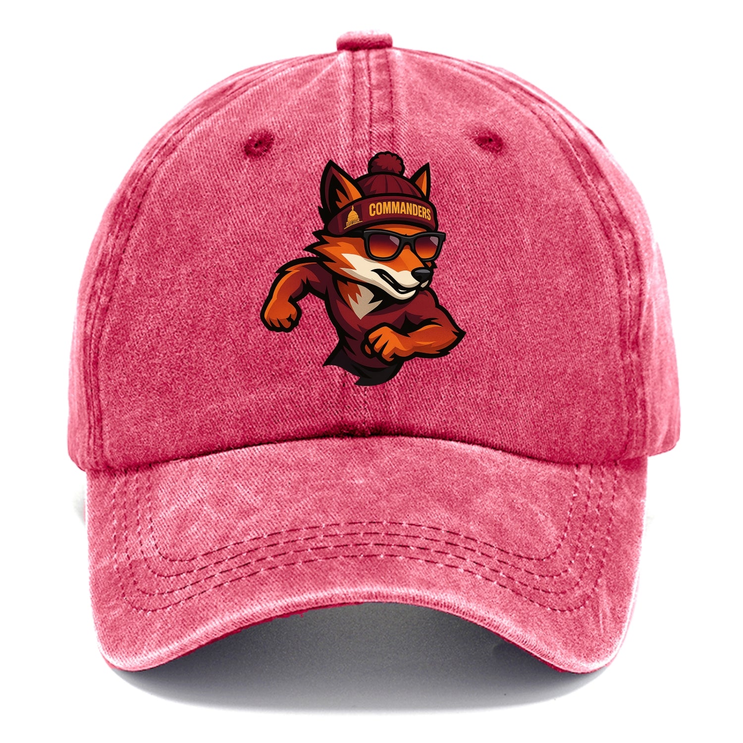Washington Fox wearing Commanders beanie with Capitol patch and wayfarer sunglasses - Classic Cap - Pomegranate Blush(Pink)