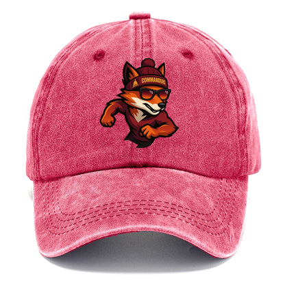 Washington Fox wearing Commanders beanie with Capitol patch and wayfarer sunglasses - Classic Cap - Pomegranate Blush(Pink)