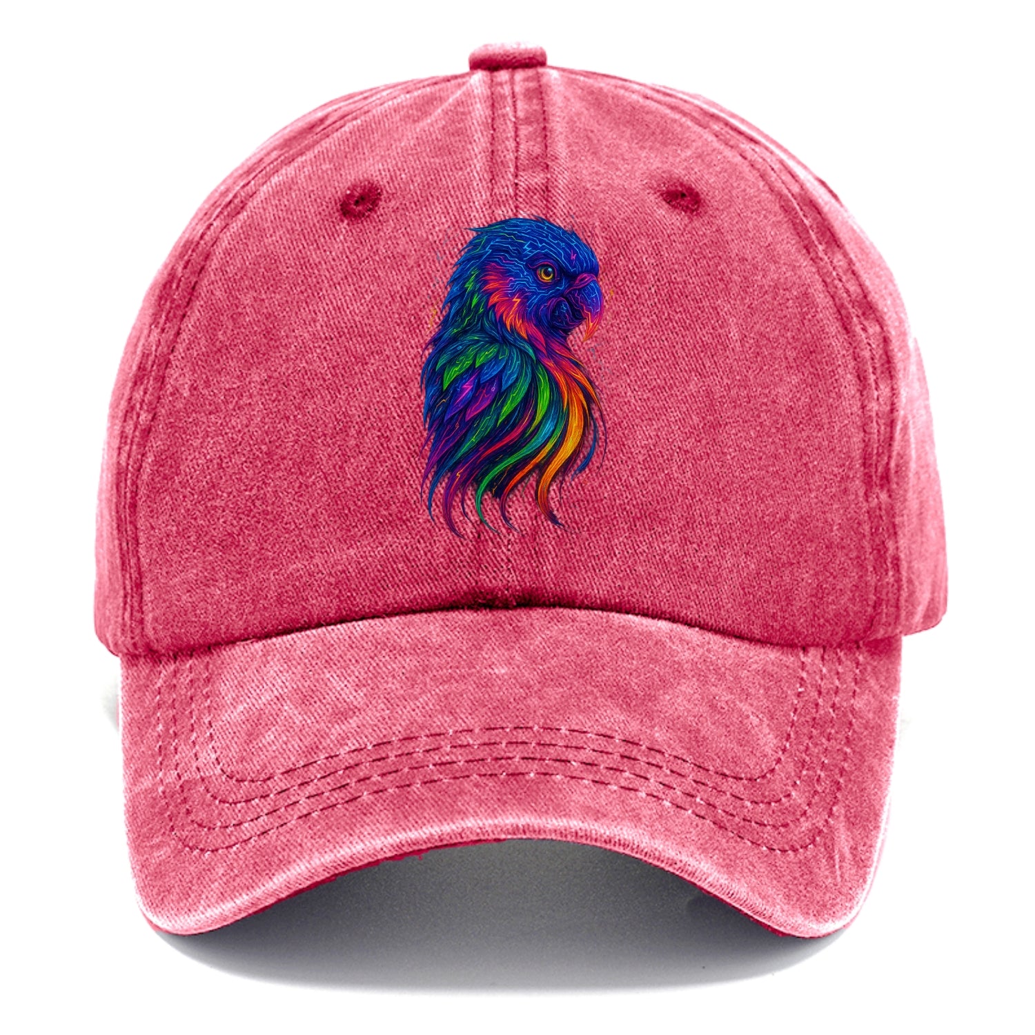 Vibrant parrot with feathers flowing into tropical rainbow streams, every color of - Classic Cap - Pomegranate Blush(Pink)