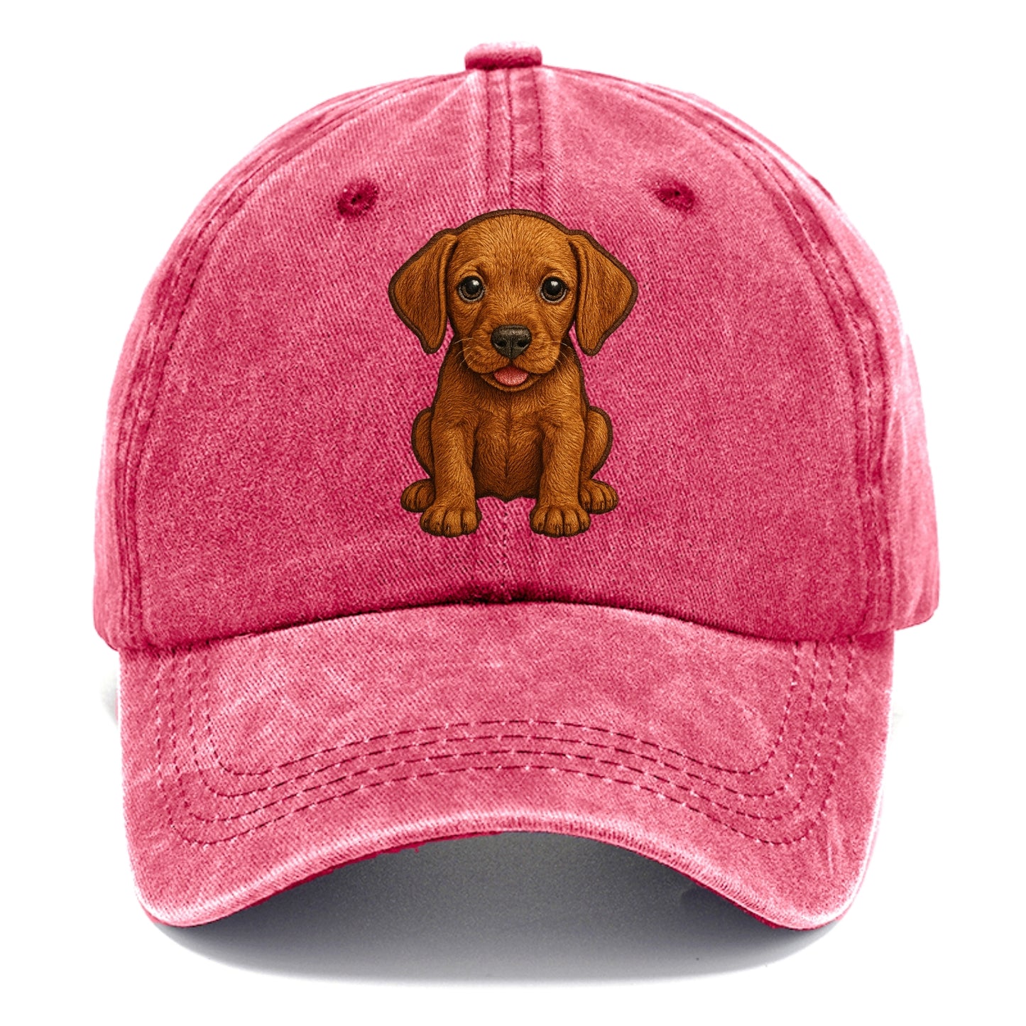 Baby Vizsla Puppy - golden rust coat, soulful eyes, athletic build, front-facing, - Classic Cap - Pomegranate Blush(Pink)