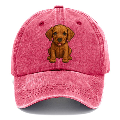 Baby Vizsla Puppy - golden rust coat, soulful eyes, athletic build, front-facing, - Classic Cap - Pomegranate Blush(Pink)