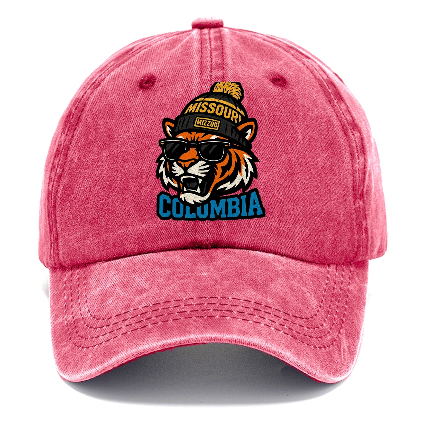 Columbia Tiger wearing Missouri beanie with Mizzou patch - Classic Cap - Pomegranate Blush(Pink)