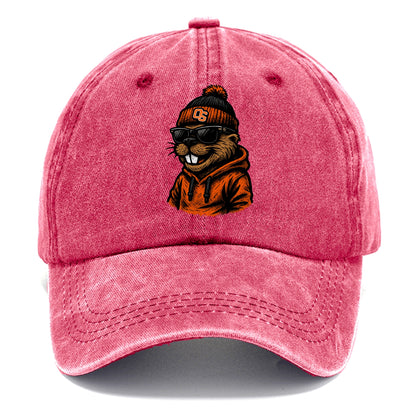 Corvallis Beaver wearing Oregon State beanie with OS patch - Classic Cap - Pomegranate Blush(Pink)