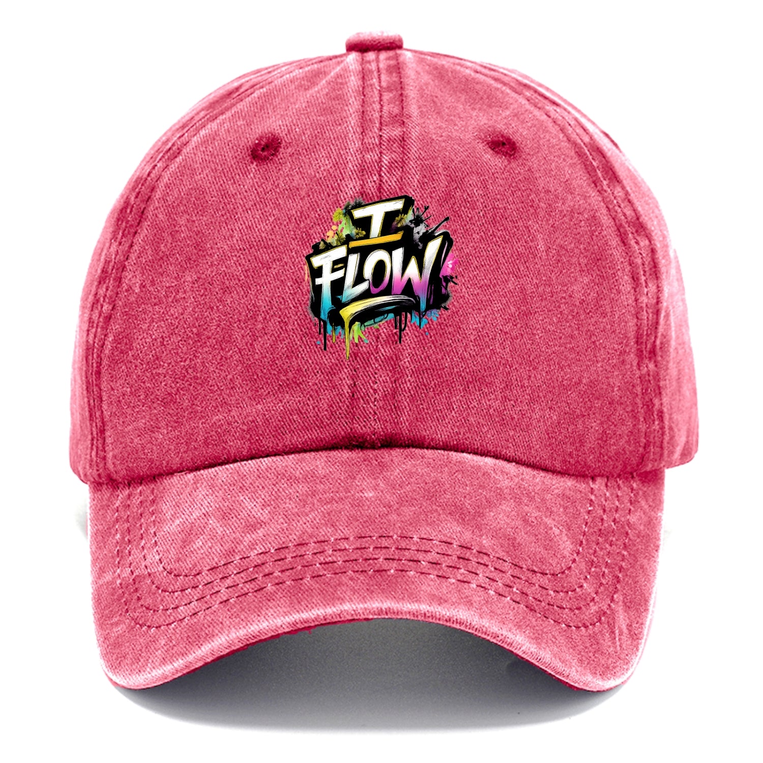 Bold typography design - "I FLOW" - going with life, easy movement - Classic Cap - Pomegranate Blush(Pink)