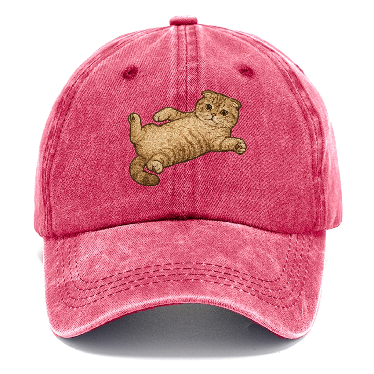 Scottish Fold  fully relaxed sprawled ou Classic Cap - Pomegranate Blush(Pink)