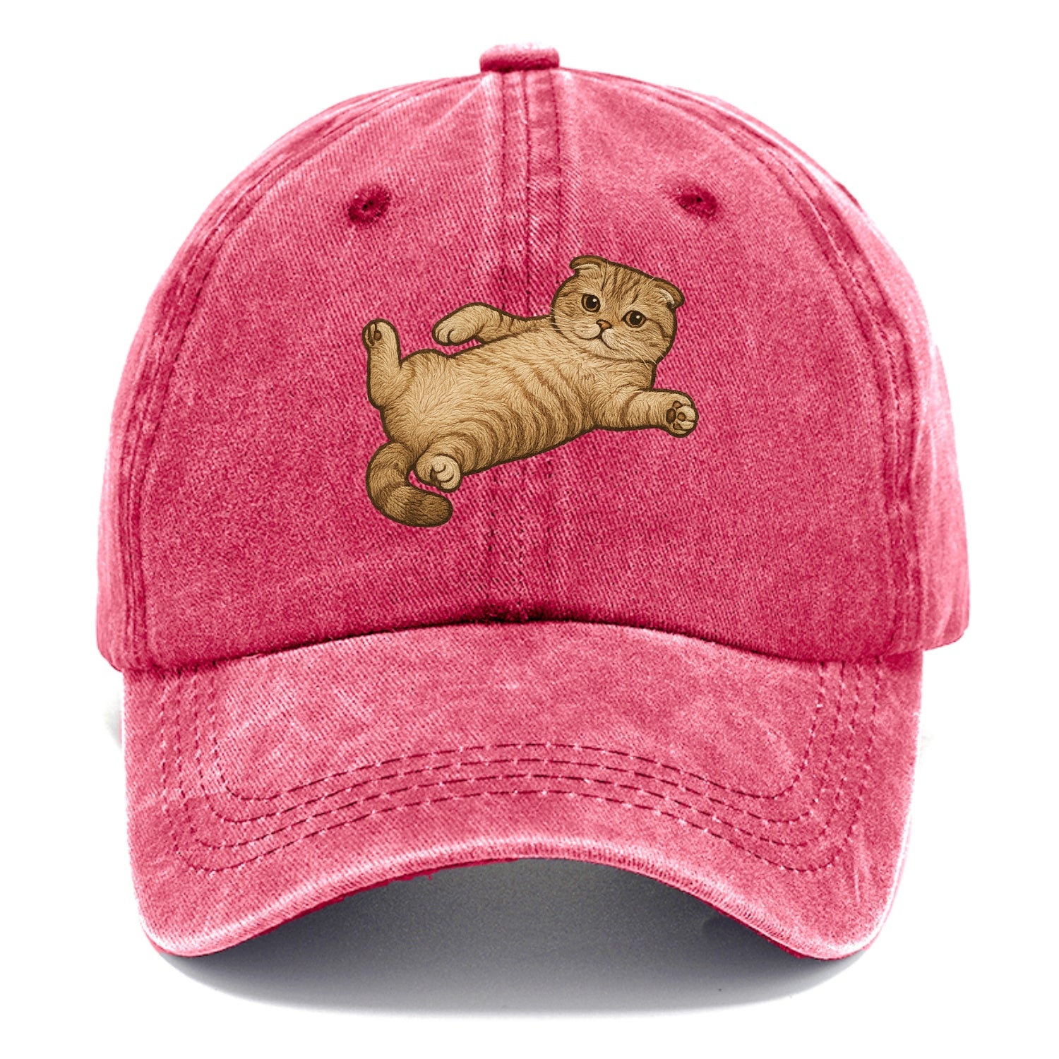Scottish Fold  fully relaxed sprawled ou Classic Cap - Pomegranate Blush(Pink)