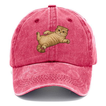 Scottish Fold  fully relaxed sprawled ou Classic Cap - Pomegranate Blush(Pink)