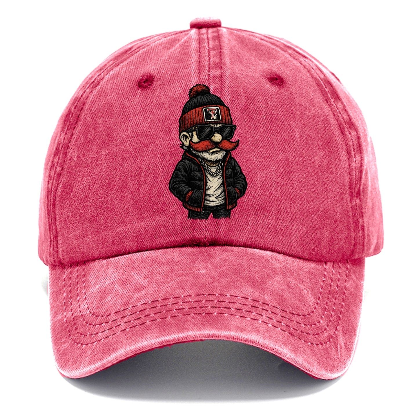 Lubbock Raider wearing Texas Tech beanie with guns up patch - Classic Cap - Pomegranate Blush(Pink)