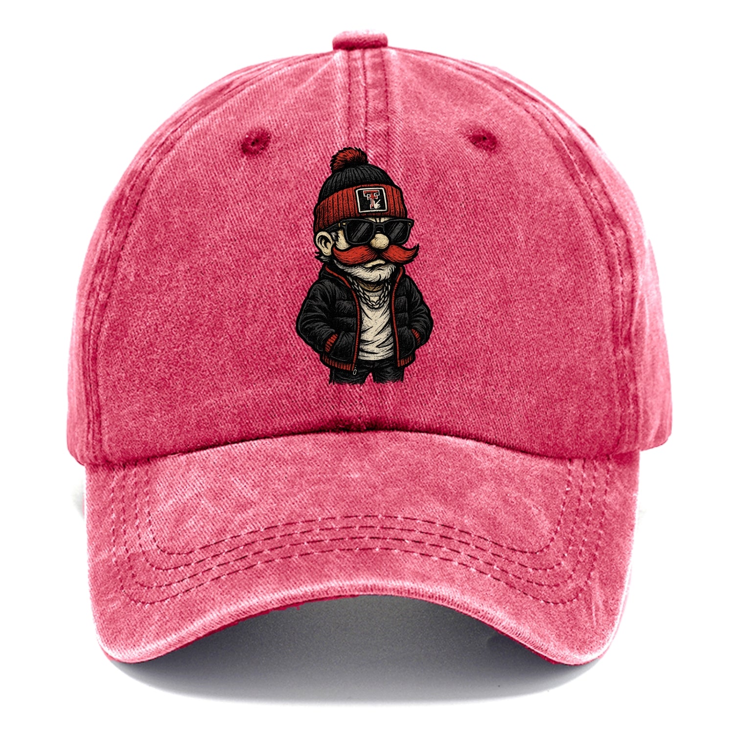 Lubbock Raider wearing Texas Tech beanie with guns up patch - Classic Cap - Pomegranate Blush(Pink)