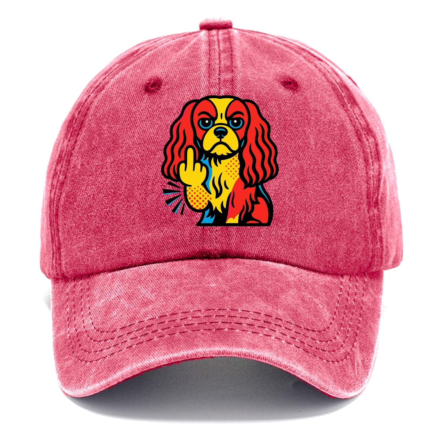 Cavalier King Charles Spaniel with long ears, regal paw giving finger - Classic Cap - Pomegranate Blush(Pink)