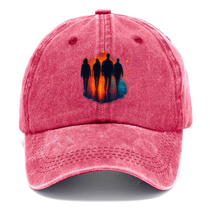 gang of silhouettes walking together at sunset by the beach - Classic Cap - Pomegranate Blush(Pink)