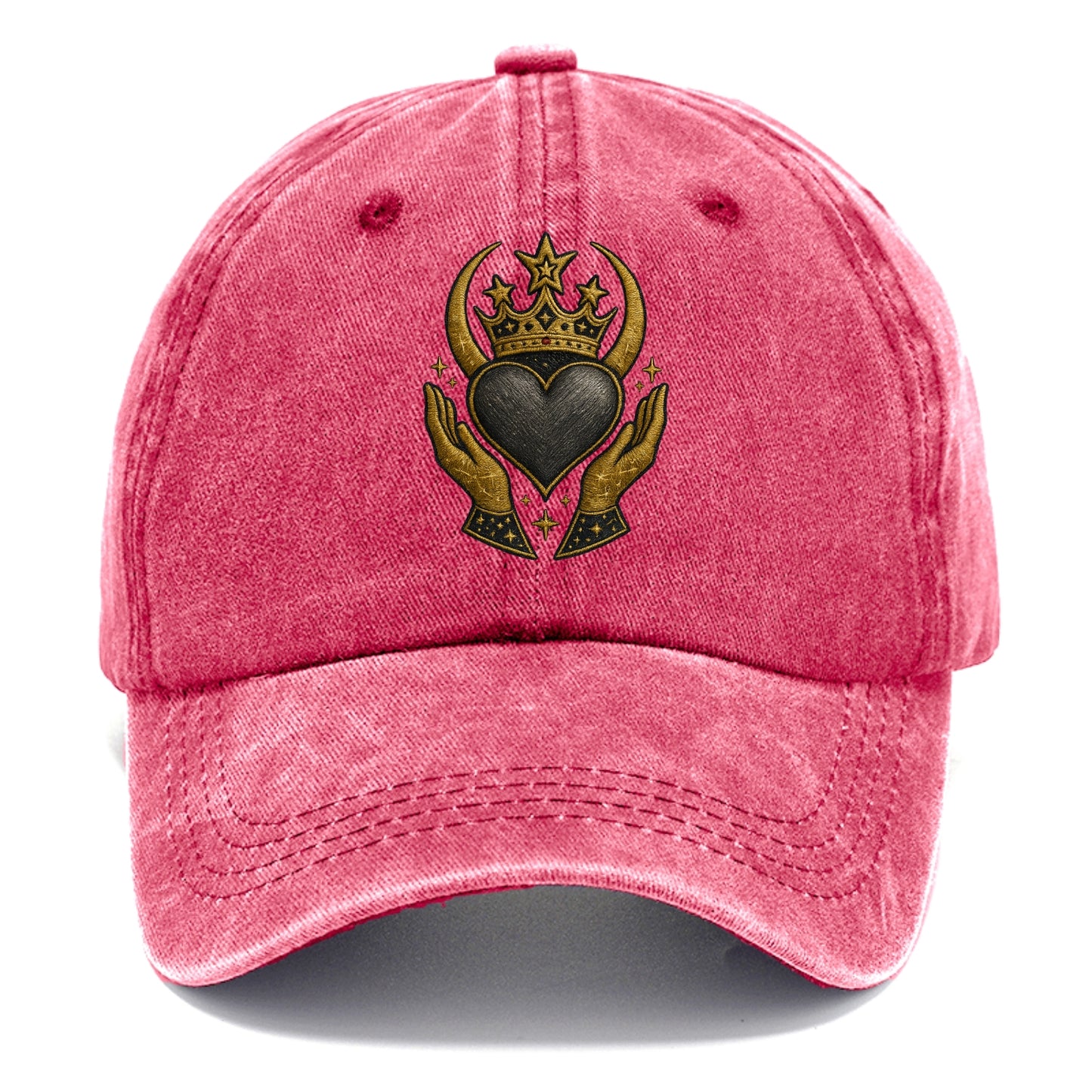 Celtic knot crown with woven strands merging into copper hands shielding a pewter - Classic Cap - Pomegranate Blush(Pink)