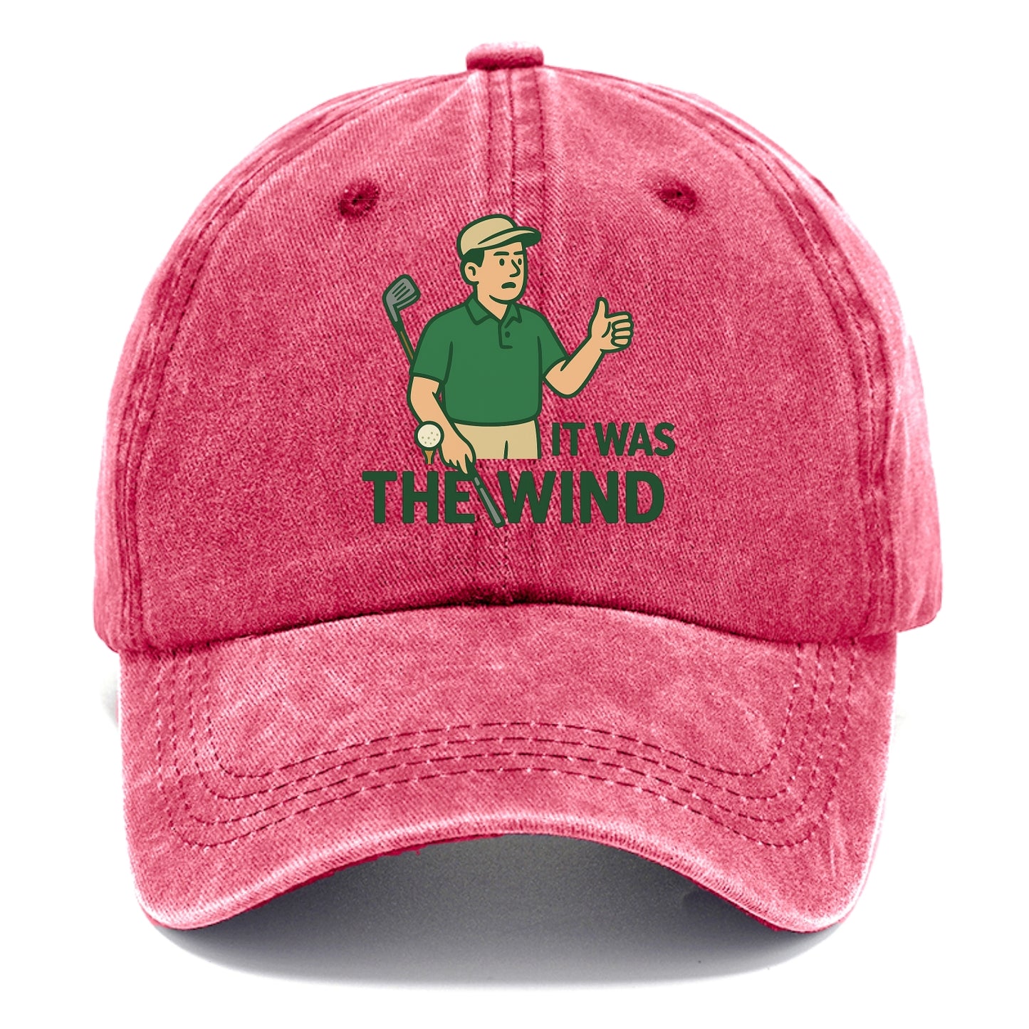 Golfer blaming the wind with hair perfectly still - "It Was the Wind" - classic excuse - Classic Cap - Pomegranate Blush(Pink)