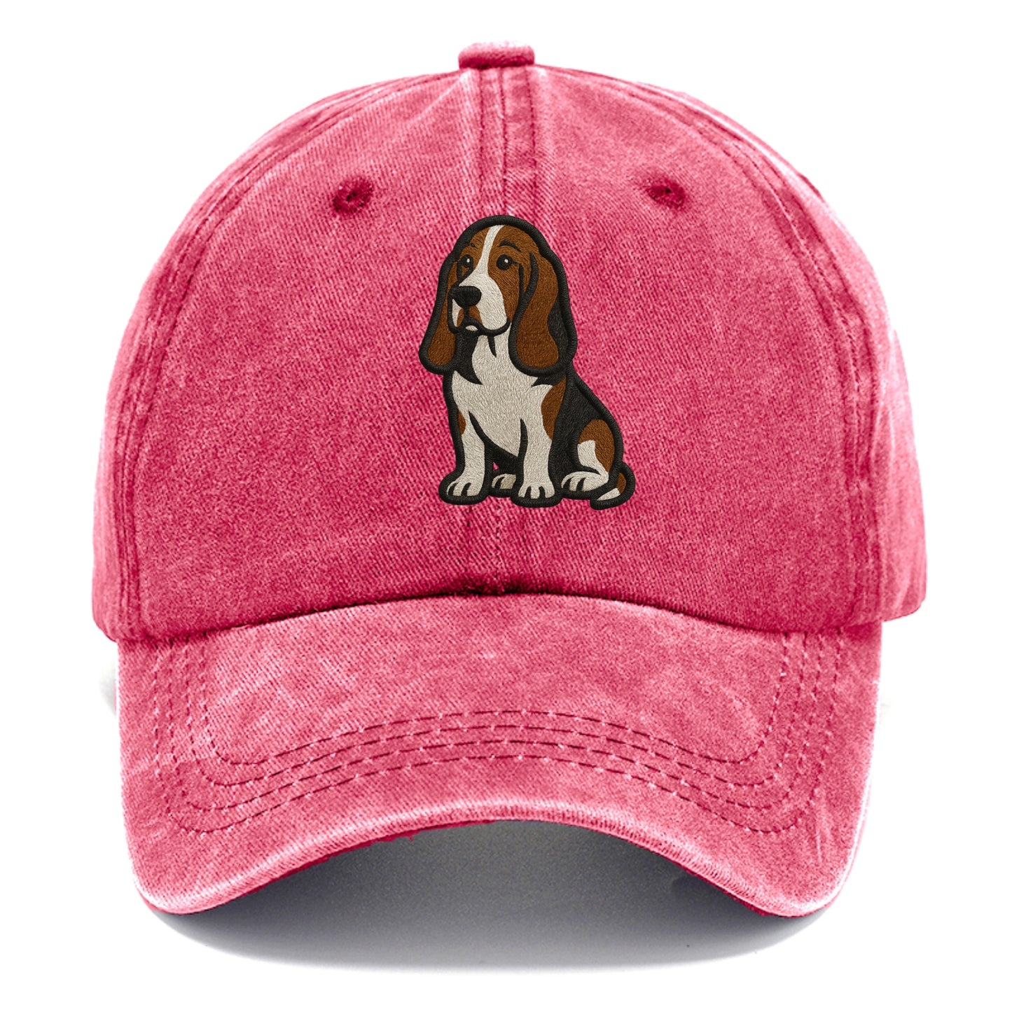 Basset Hound - Tri-color embroidered sit Classic Cap - Pomegranate Blush(Pink)