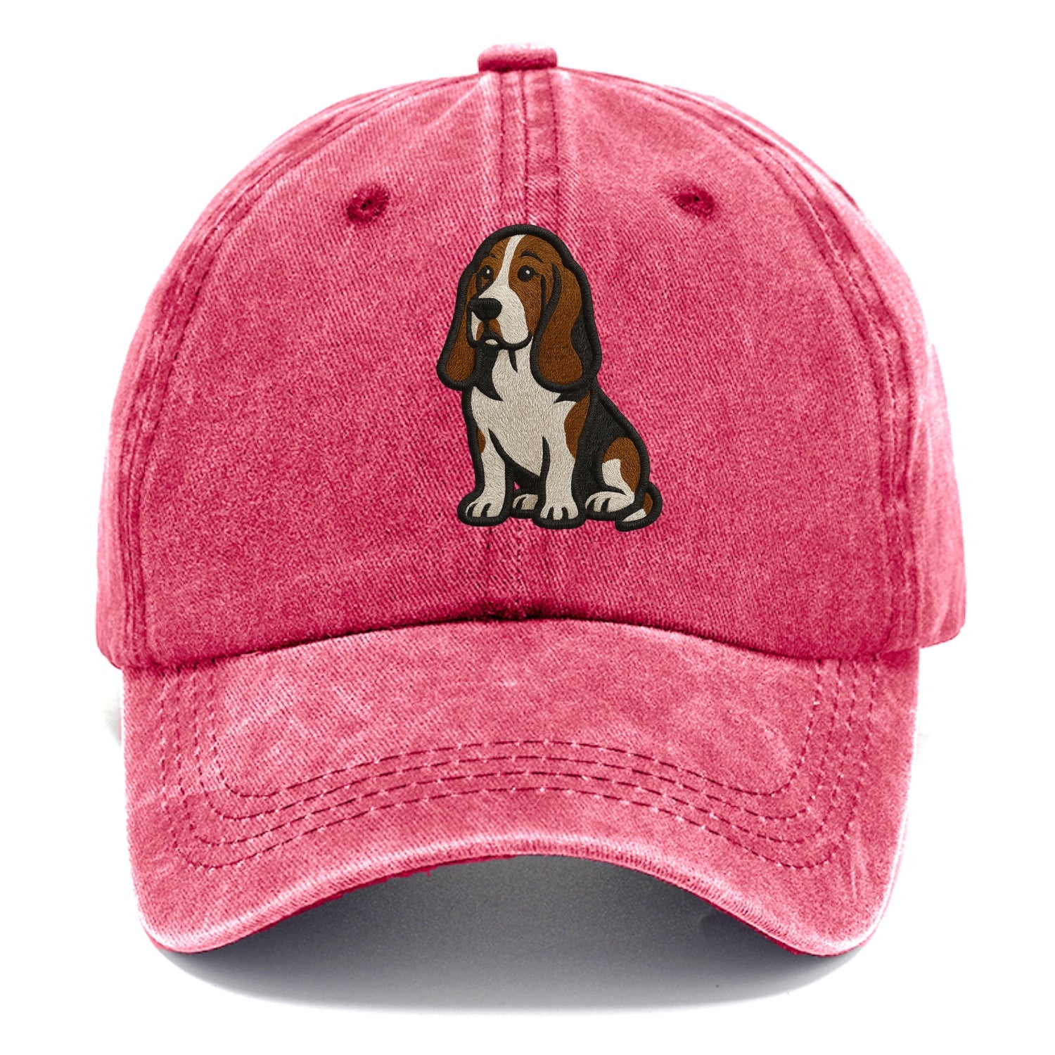 Basset Hound - Tri-color embroidered sit Classic Cap - Pomegranate Blush(Pink)