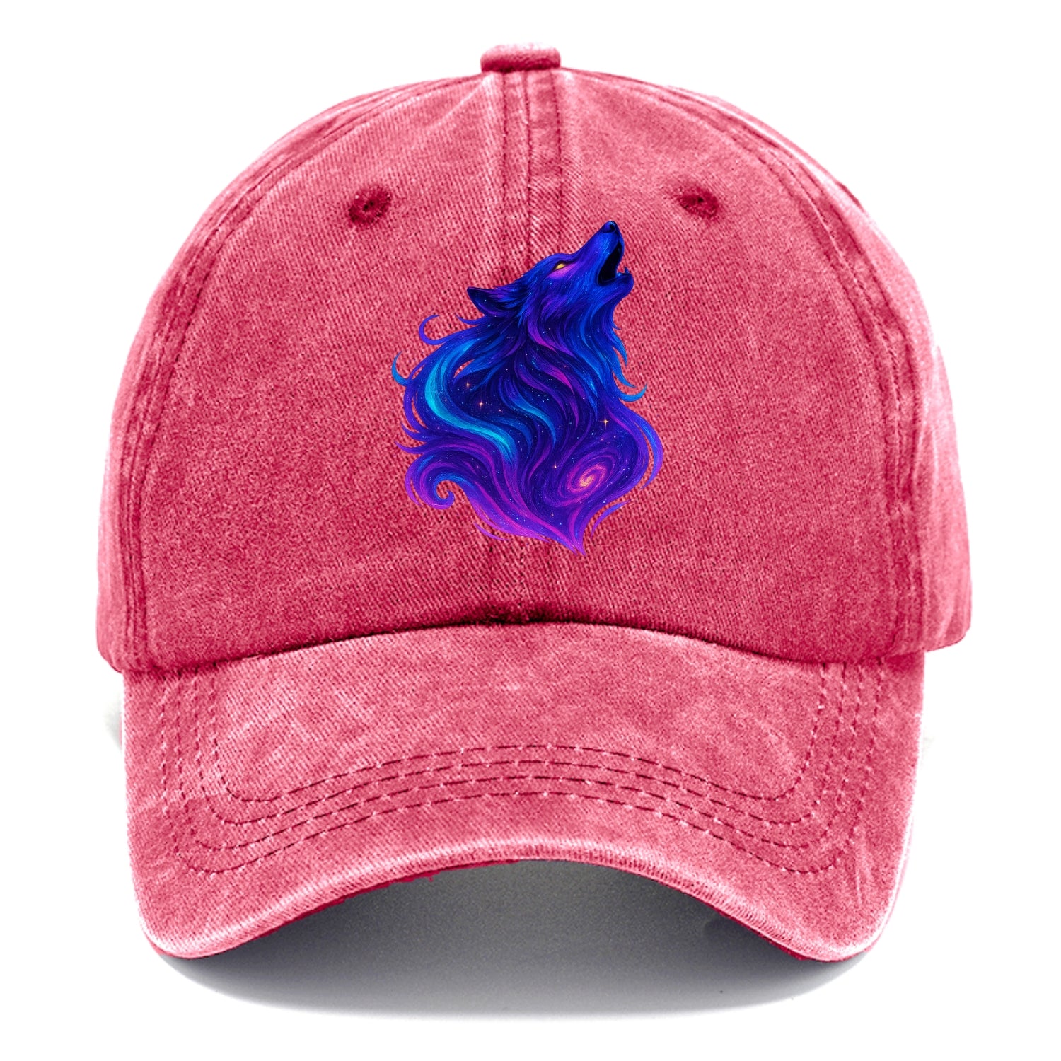 Noble wolf with flowing fur that transforms into aurora borealis streams, cyan and - Classic Cap - Pomegranate Blush(Pink)