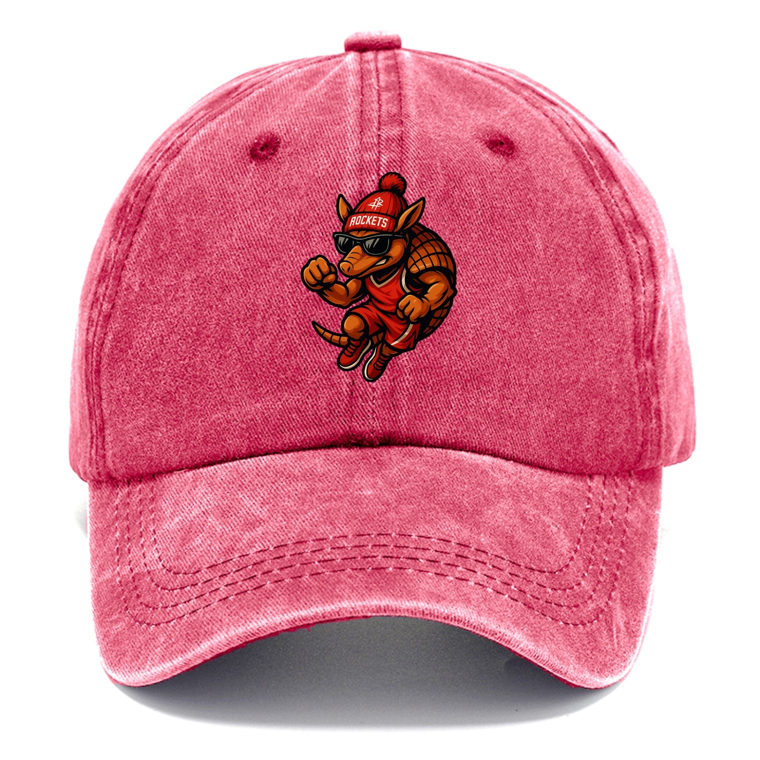 Houston Armadillo wearing Rockets red and silver beanie with rocket ship and wayfarer - Classic Cap - Pomegranate Blush(Pink)