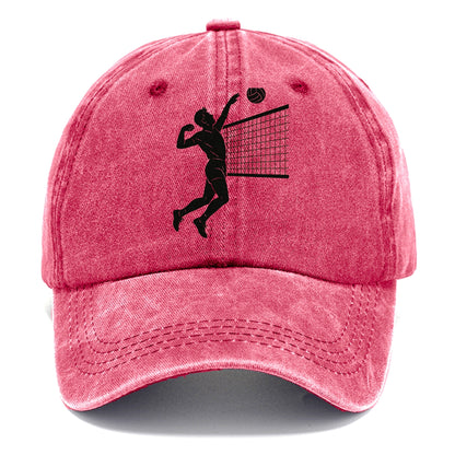 Volleyball player spiking at the net - Classic Cap - Pomegranate Blush(Pink)