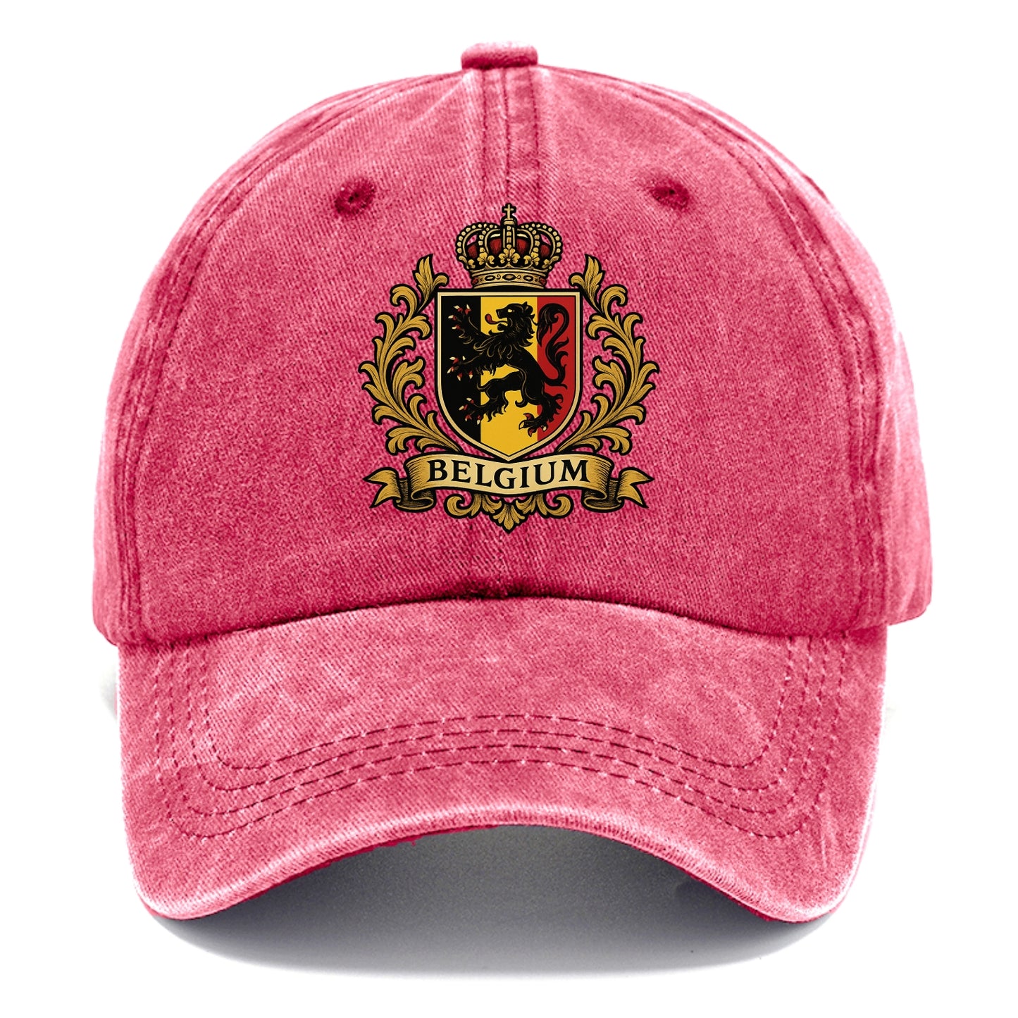 Belgium Lion Emblem (black Lion Rampant, Black/yellow/red Shield) Classic Cap - Pomegranate Blush(Pink)