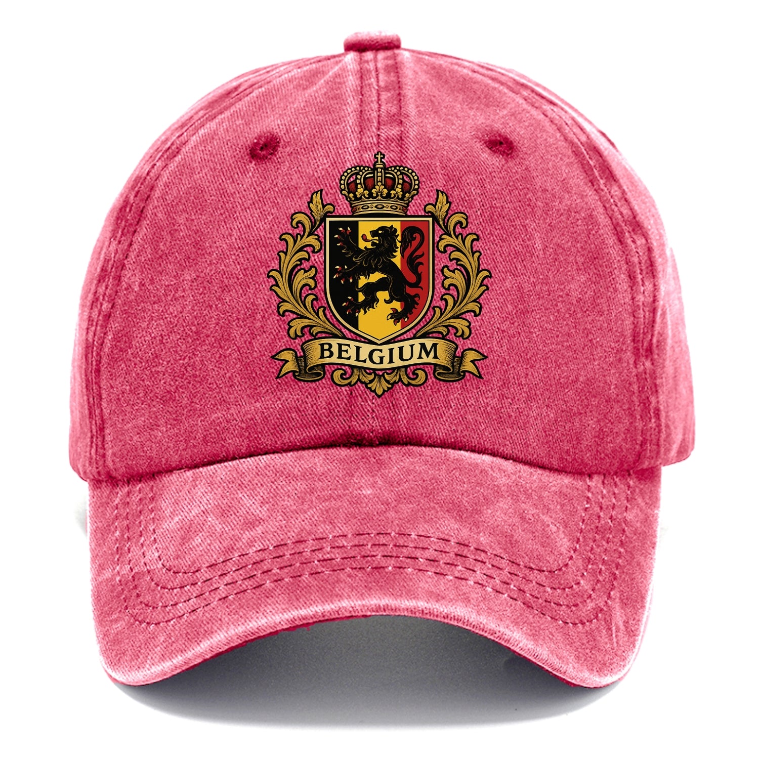 Belgium Lion Emblem (black Lion Rampant, Black/yellow/red Shield) Classic Cap - Pomegranate Blush(Pink)