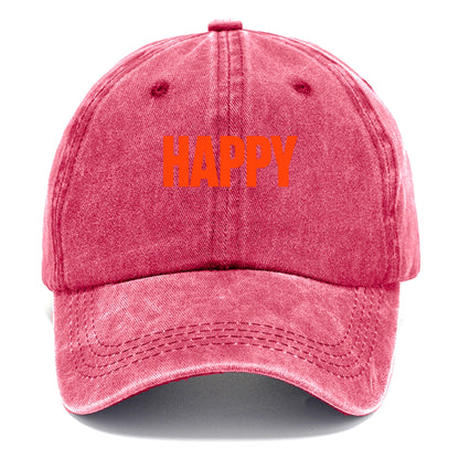 Bold typography design - "HAPPY" - joyful, content, pleased - Classic Cap - Pomegranate Blush(Pink)