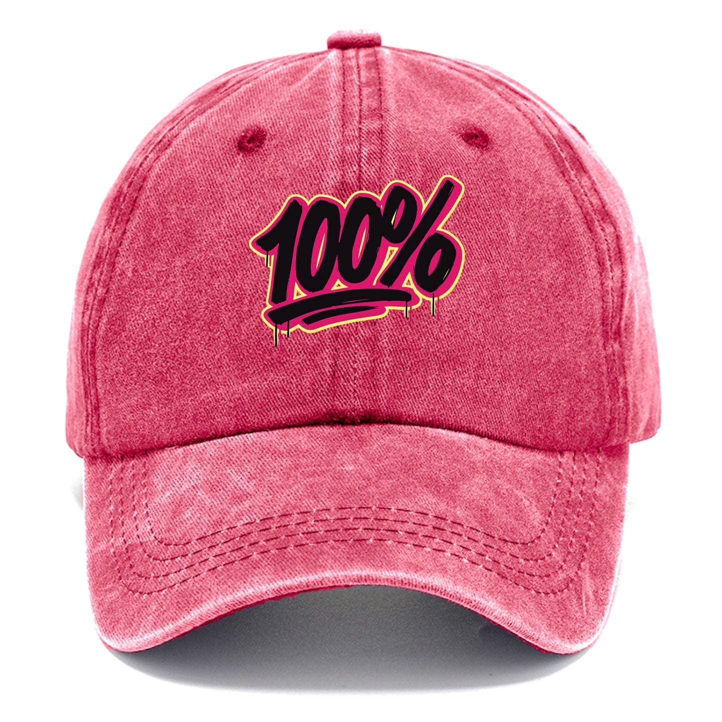 Bold typography design - "100%" - all in, fully committed - Classic Cap - Pomegranate Blush(Pink)